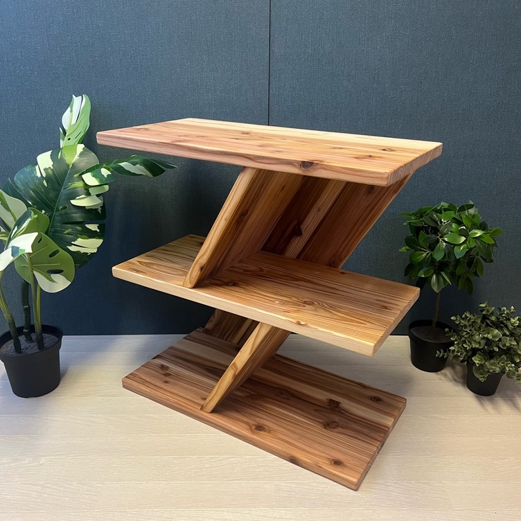 送料無料】 オープンラック アングルデザイン 60cm 3段 杉 ナチュラル  