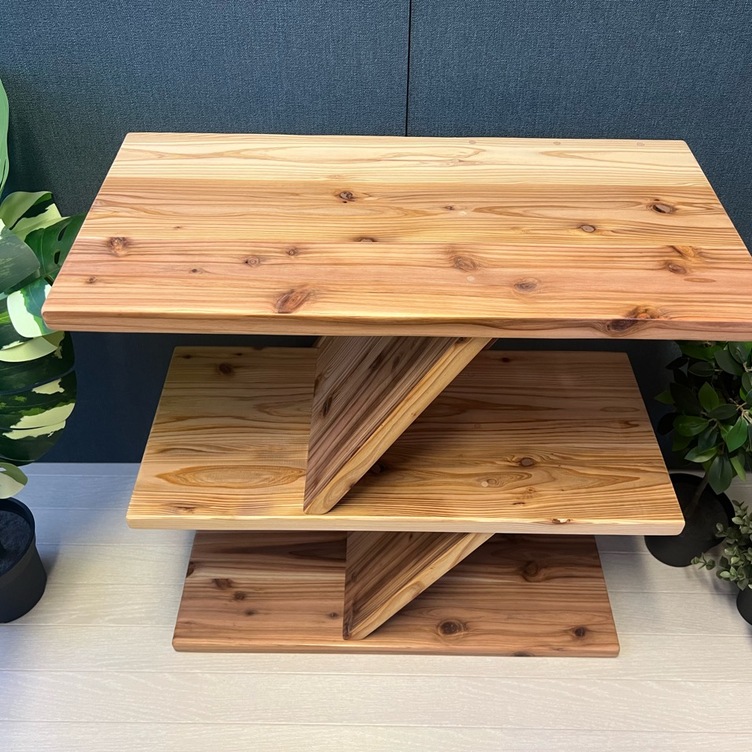 【送料無料】 オープンラック アングルデザイン 60cm 3段 杉 ナチュラル 送料無料】 オープンラック アングルデザイン 60cm 3段 杉