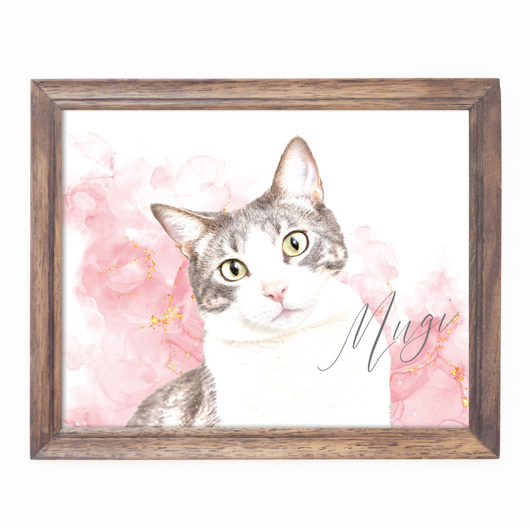 うちの子◇キラキラ水彩イラスト◇インテリアペットポスター 犬 猫