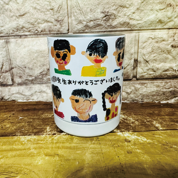 LINEで簡単【写真入り 名入れ ペン立て】似顔絵 寄せ書き 記念 記念品