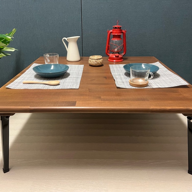 【送料無料】 ローテーブル 正方形 90cm パイン ブラウン 折りたたみ脚