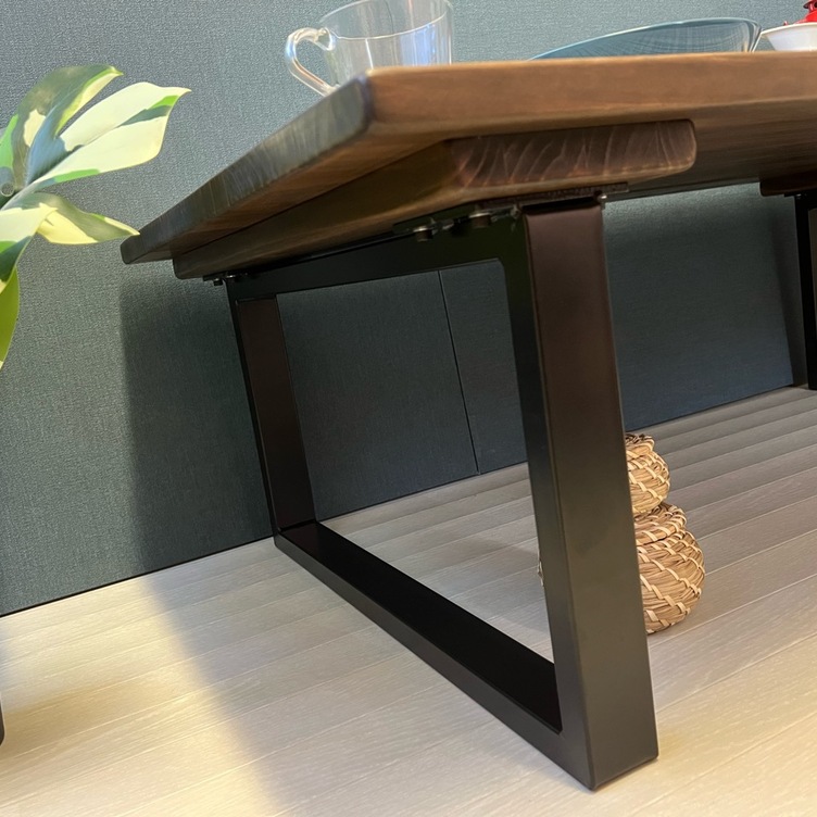 送料無料】 ローテーブル 長方形 120cm 70cm パイン こげ茶 アイアン