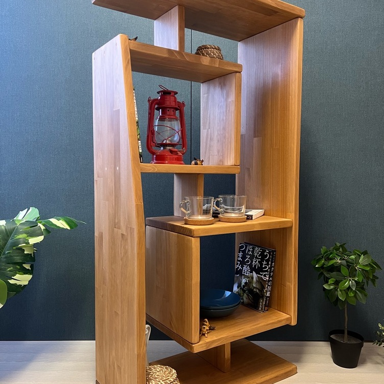  【送料無料】 オープンラック ボックス アシンメトリー 120cm パイン ライトオーク