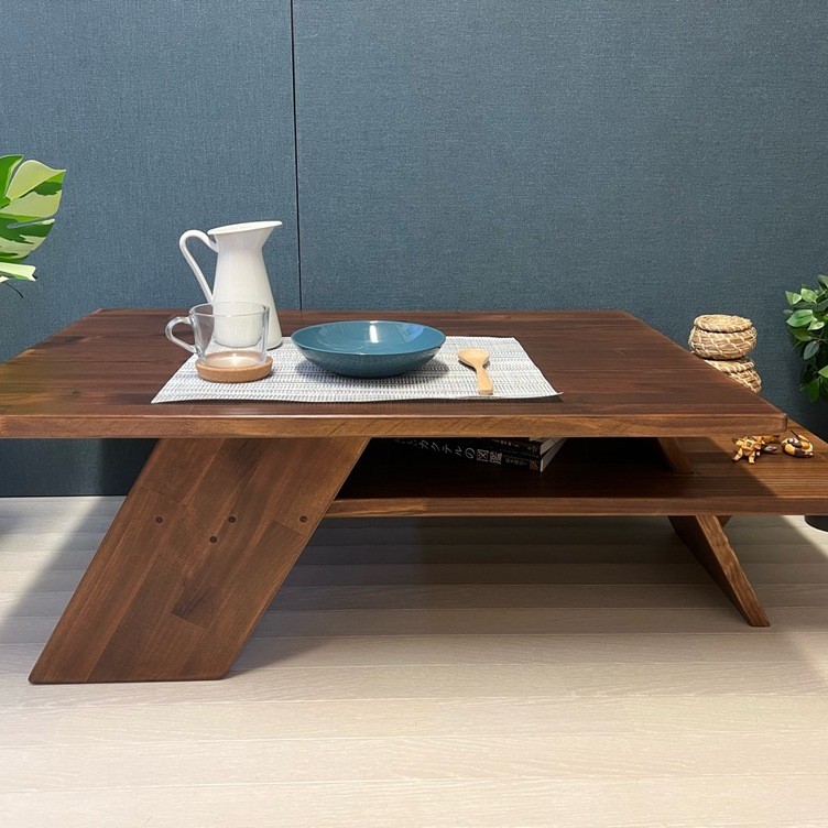【送料無料】 ローテーブル 長方形 アングル脚 110cm 60cm 35cm 収納付き パイン ウォルナット調