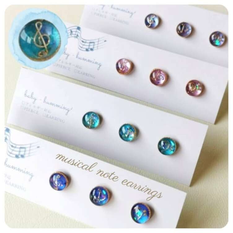 【音符の小粒ピアス / イヤリング 3個セット】ドビュッシーピアノ小品集 「子供の領分」