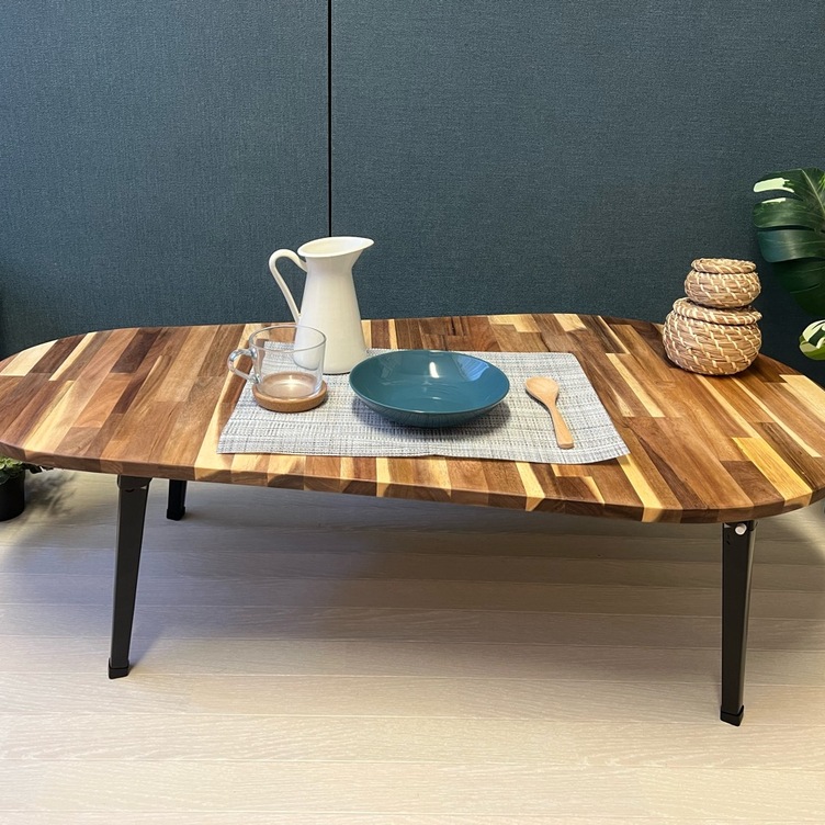 【送料無料】 ローテーブル だるま形 120cm 60cm アカシア 折りたたみ脚