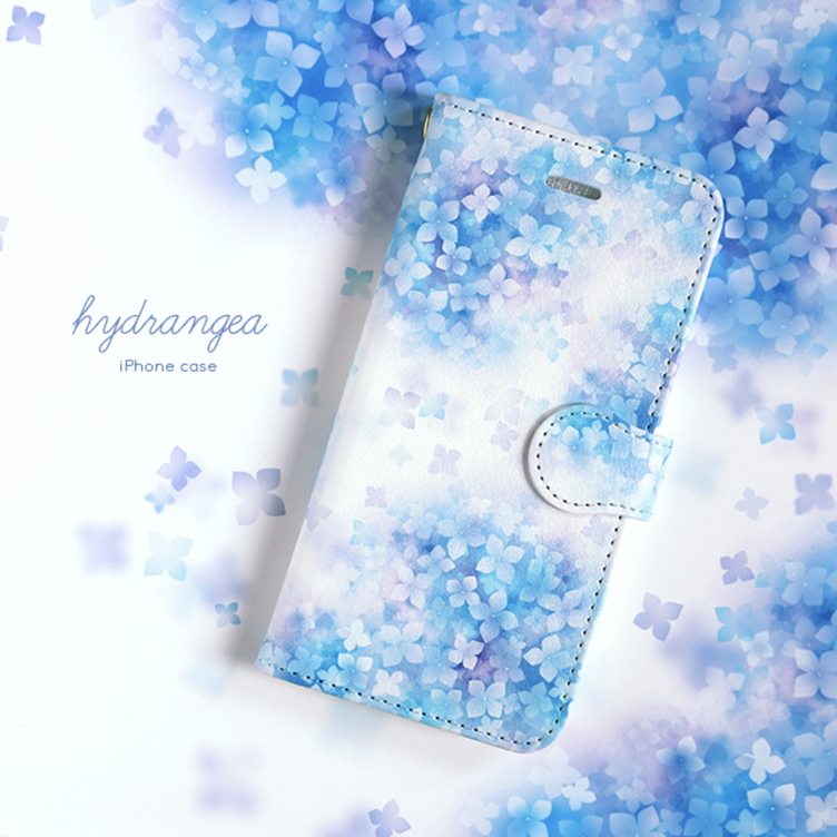 【全機種対応！】iPhone 手帳型スマホケース 【hydrangea】