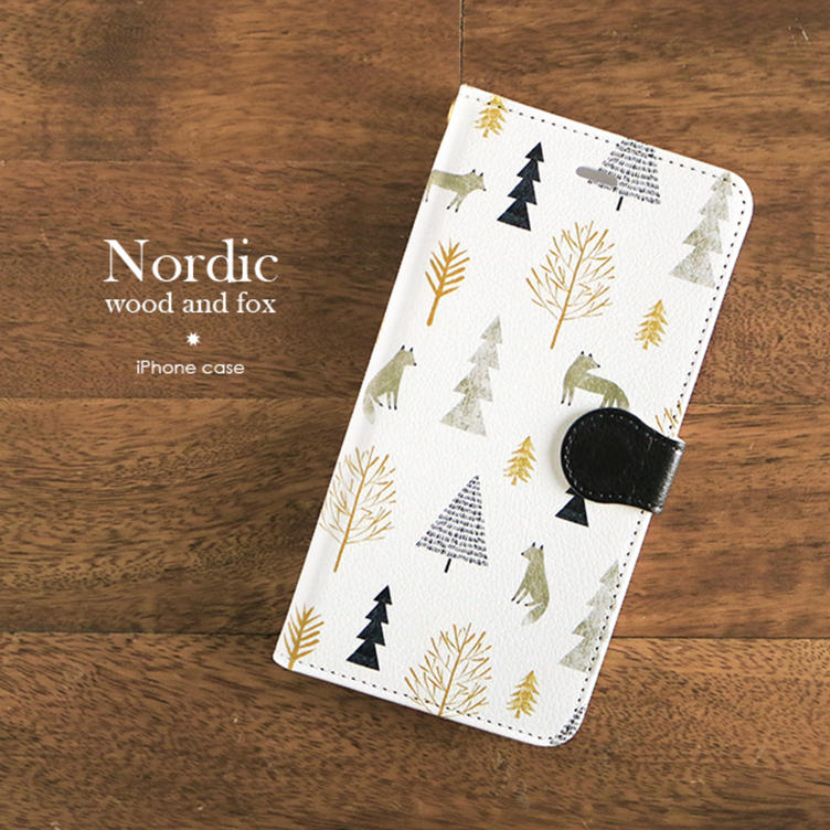 【全機種対応！】 iPhone 手帳型スマホケース 【 北欧 wood&fox 】