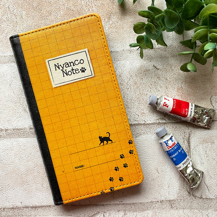 にゃんこスケッチノートの手帳型スマホケース