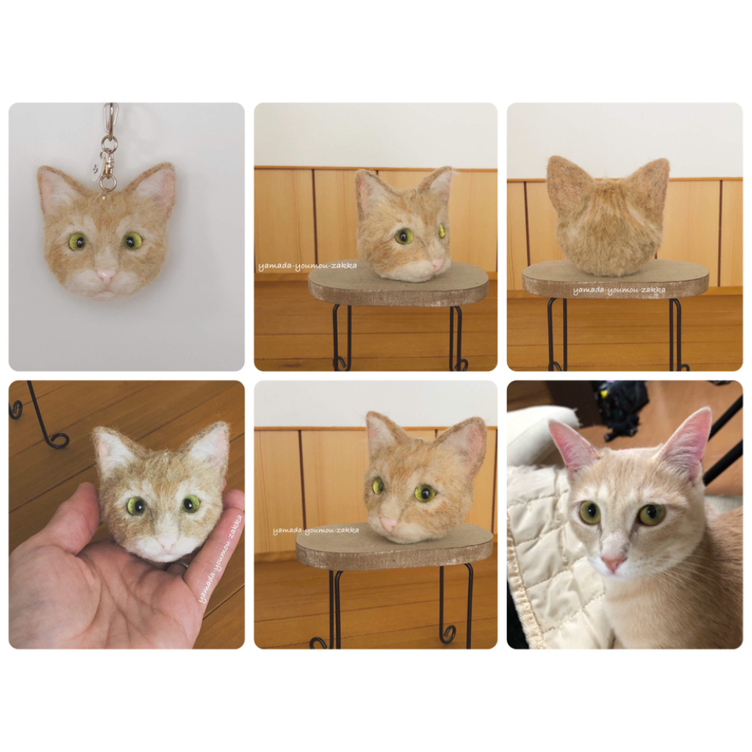 羊毛フェルト猫ちゃんのブローチ(オ－ダ－依頼)-