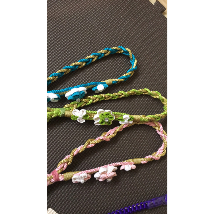 ♡振袖用帯締め使用の飾り付きペットリード♡