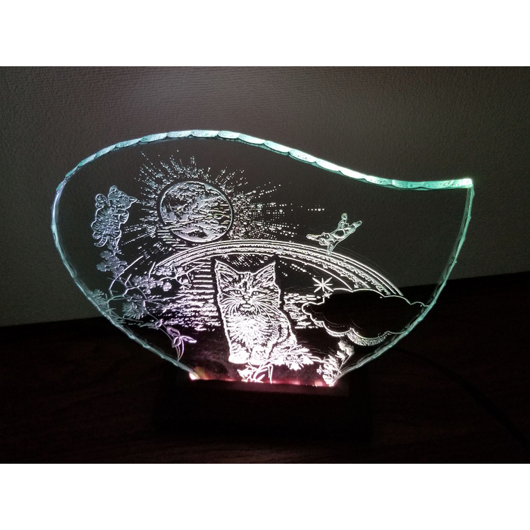 うちの子・虹の橋No.2 ガラスエッチング・LED照明（ランプ・ライト