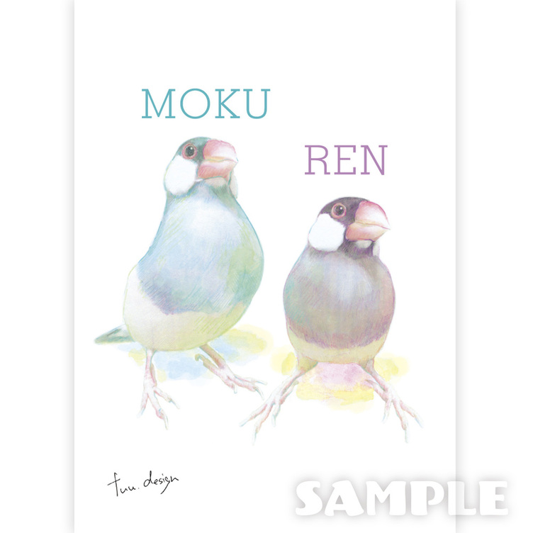 みてみてうちの子　ペットの似顔絵（小鳥）オーダーメイド