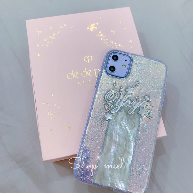 名入れ♡キラキラ流れ星シェル✨ラメ⭐︎オリジナルケース | TanoMake
