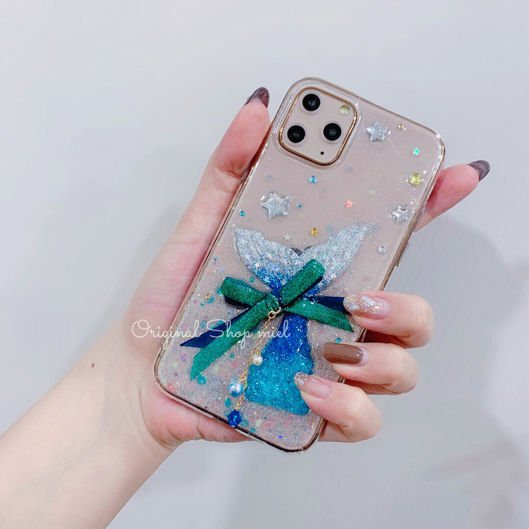 iPhoneケース・スマホ・PC 名入れ♡キラキラマーメイド⭐︎リボン