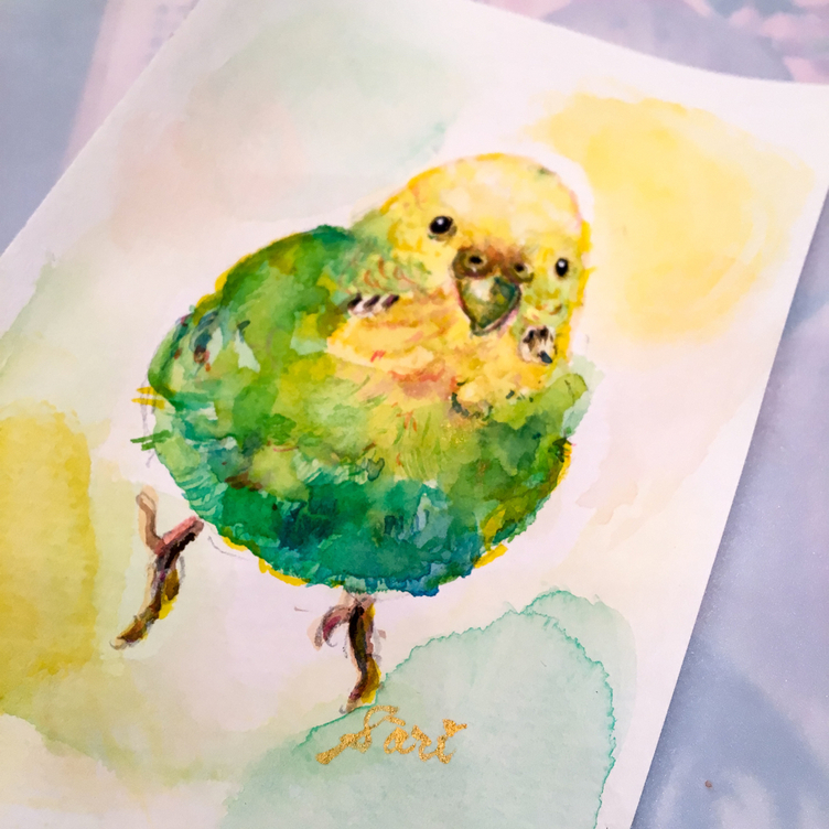 ☆鳥さん似顔絵☆さりペットアート✴︎原画オーダー／水彩 | TanoMake