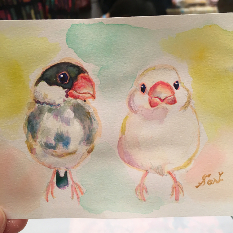 ☆鳥さん似顔絵☆さりペットアート✴︎原画オーダー/水彩 ☆鳥さん似顔絵☆さりペットアート✴︎原画オーダー/水彩