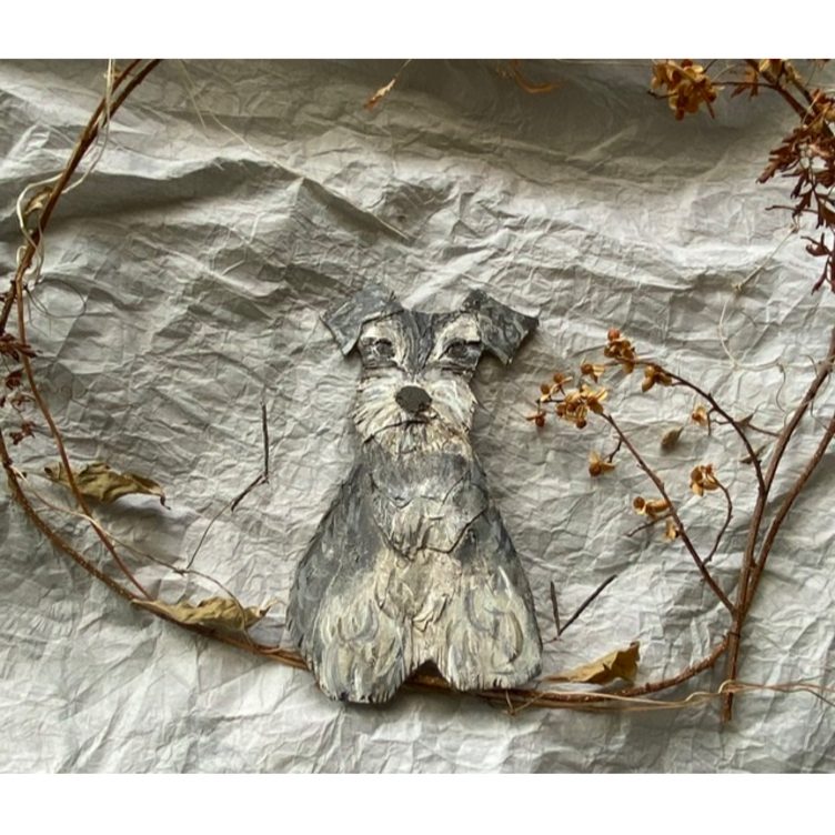 ミニチュアシュナウザーの紙製レリーフ（壁掛け） | TanoMake