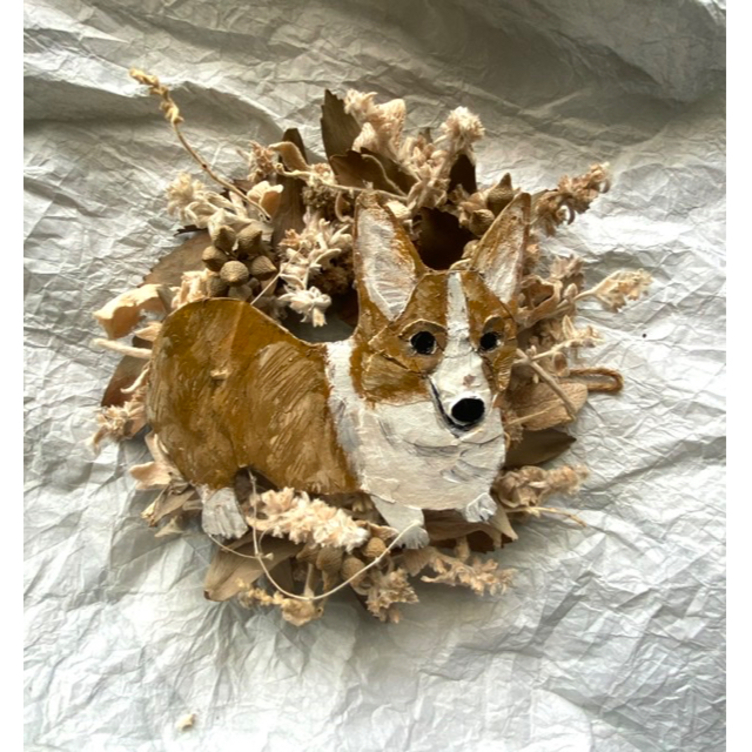 アレブリヘ風 犬（コーギー）の3D壁掛け - アート/写真