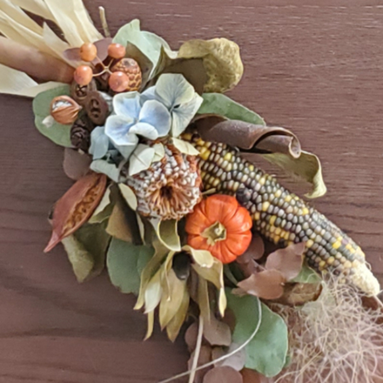 ミルクティーベージュ　ドライフラワー縦長スワッグ　横長スワッグ ミルクティーベージュ ドライフラワー縦長スワッグ 横長スワッグ