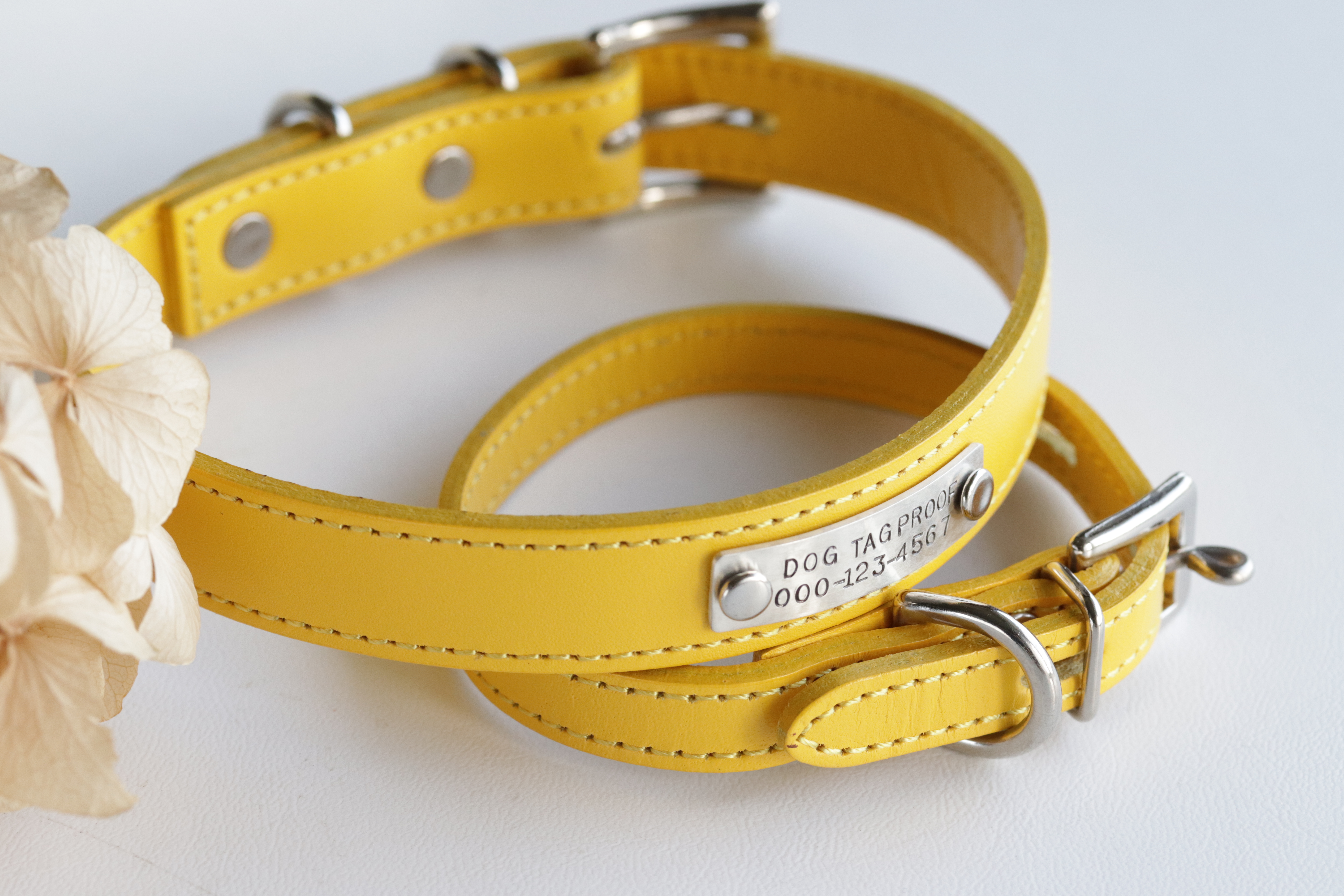 本革首輪🐶いぬねこ🐱チョーカー（シルバーネームプレート付き 