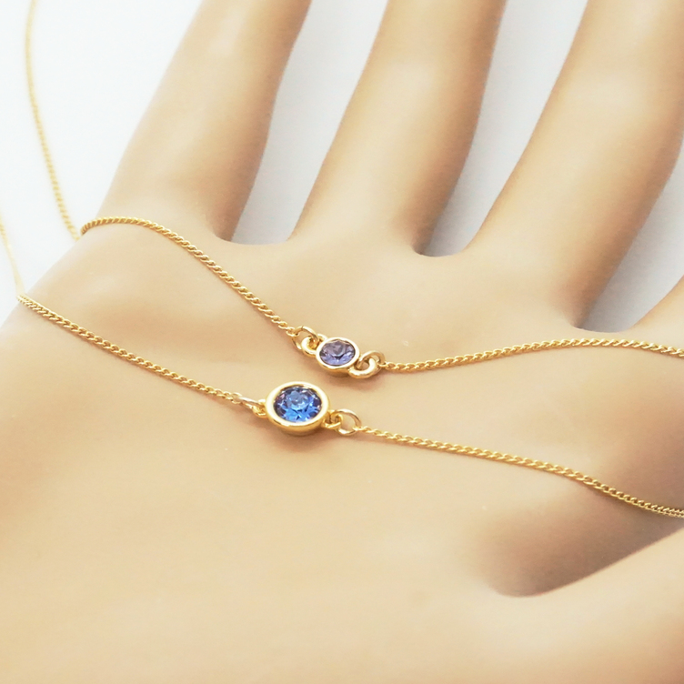 3粒スワロフスキーの誕生石ネックレス 3mm | TanoMake