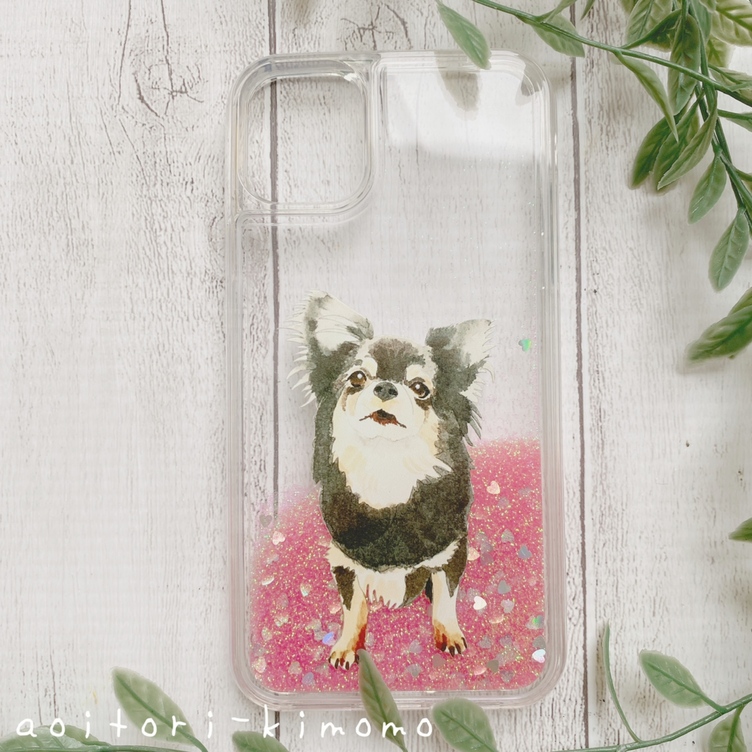 いつでも一緒ペットの似顔絵グリッターiphoneケース Tanomake タノメイク 欲しいものが頼めるオーダーメイド特化型オンラインマーケット