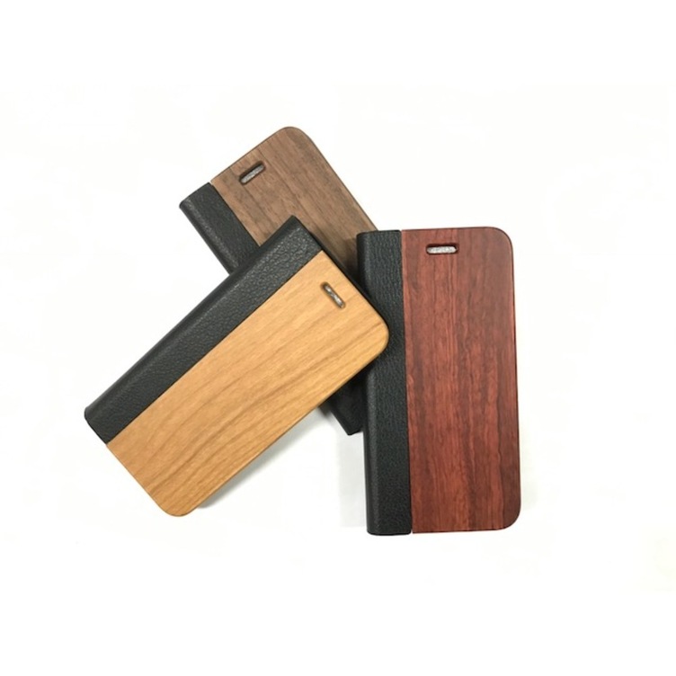 【名入れ無料】木製手帳型iPhoneケース