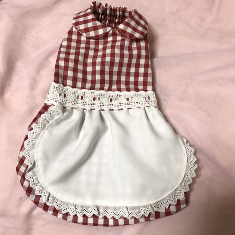♥着せやすい犬服・ギンガムチェックのエプロンドレス