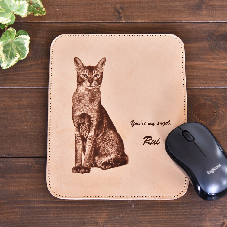 ペットの写真で【うちの子】レザーマウスパッド　スクエア型