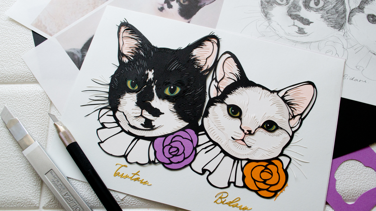 おめかしオーダー似顔切り絵【額なし切り絵のみ】  TanoMake 