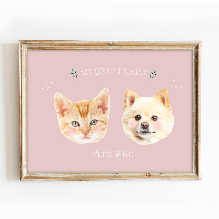 うちの子〜パステルインテリアポスター ペット 似顔絵 | TanoMake