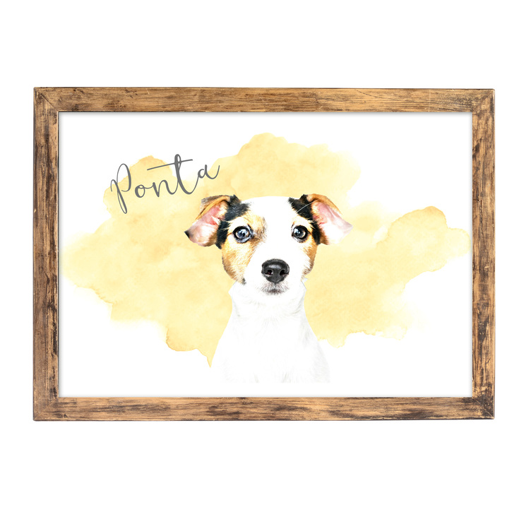 選べる水彩カラー】〜うちの子〜水彩インテリアポスター ペット 似顔絵