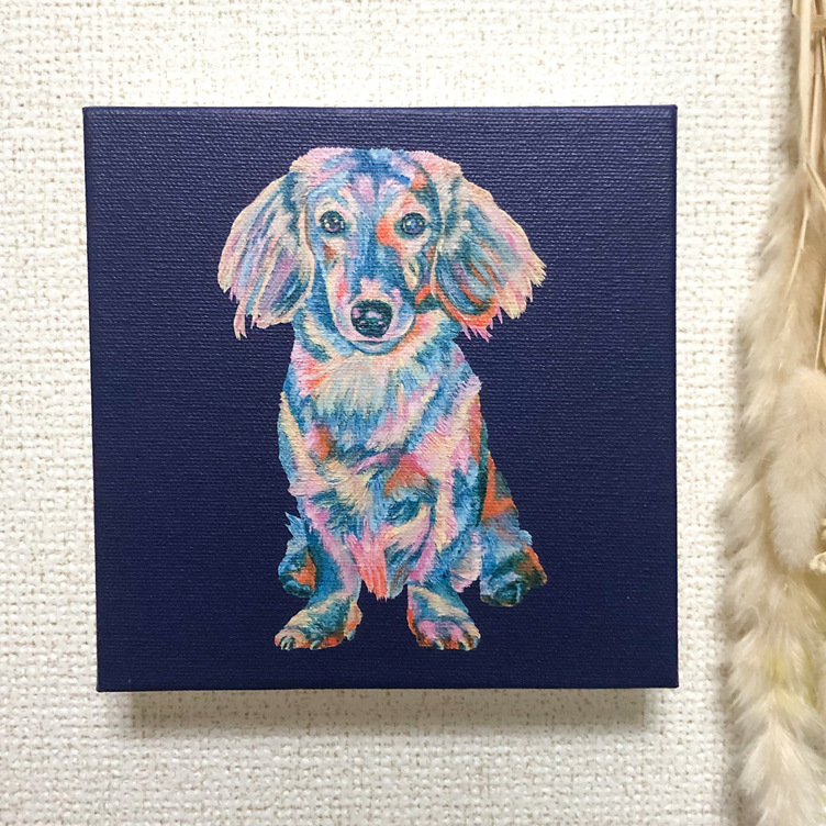 ペットさんカラフル似顔絵複製ミニキャンバス | TanoMake(タノメイク