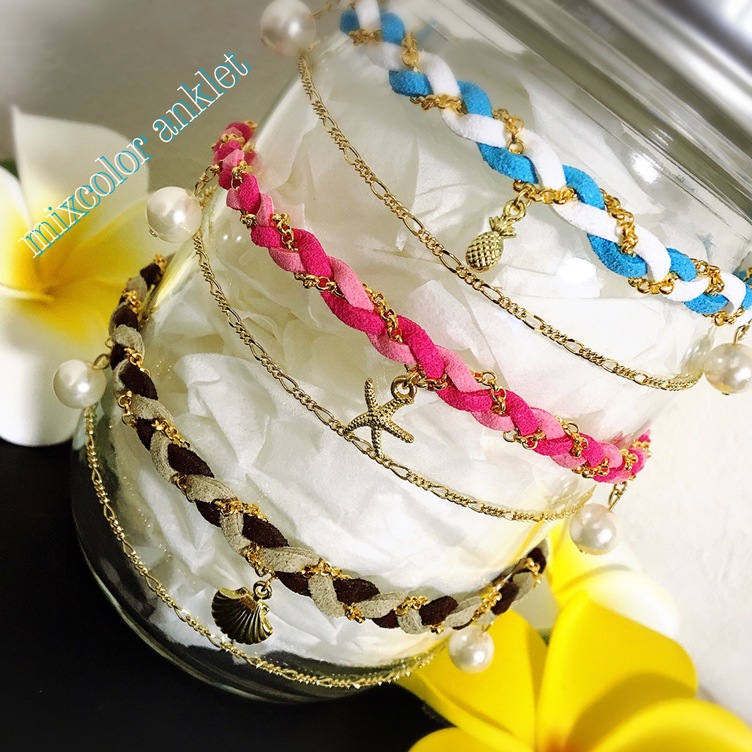 セミオーダー*スエード×チェーン*編み込みブレスレット | TanoMake