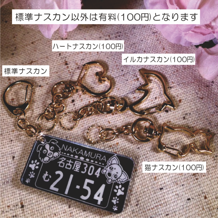 ナンバープレートアクリルキーホルダー(デザイン、名入れ付)【♥送料