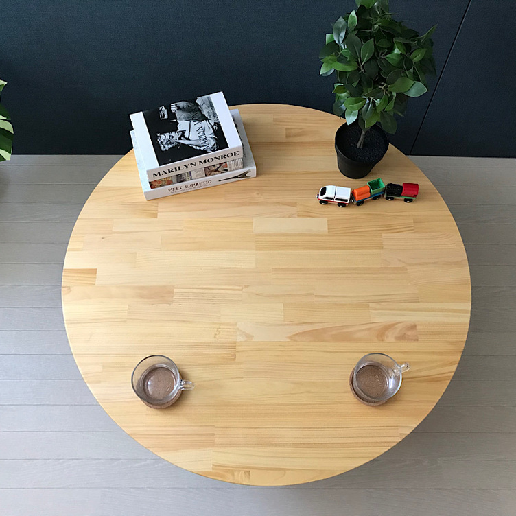 送料無料】 ローテーブル 丸形 90cm パイン ナチュラル ねじ込み脚