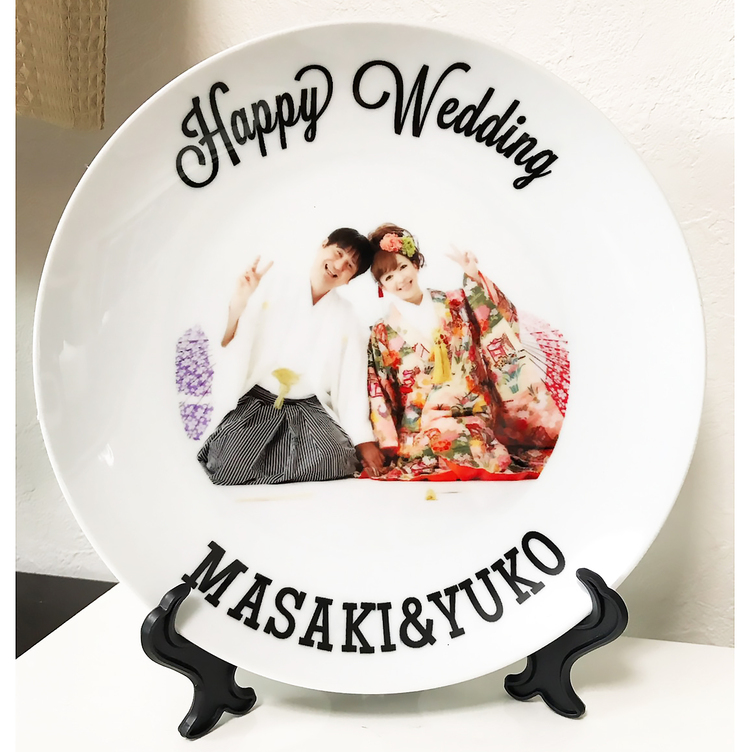 LINEで簡単【名入れ 写真入り プレート】皿 ギフト プレゼント The wedding お皿