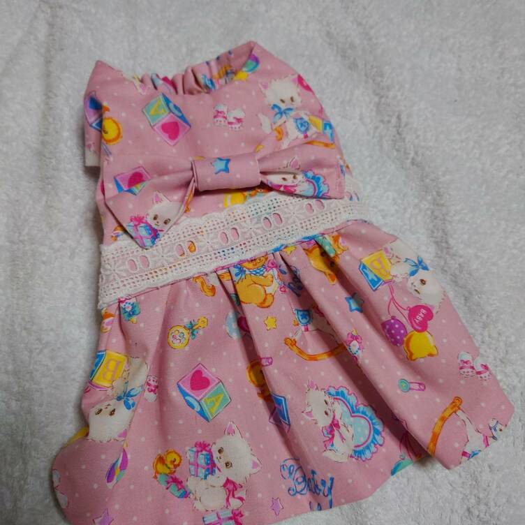 犬服・レトロなねこちゃん柄を、オーダーメイドで！