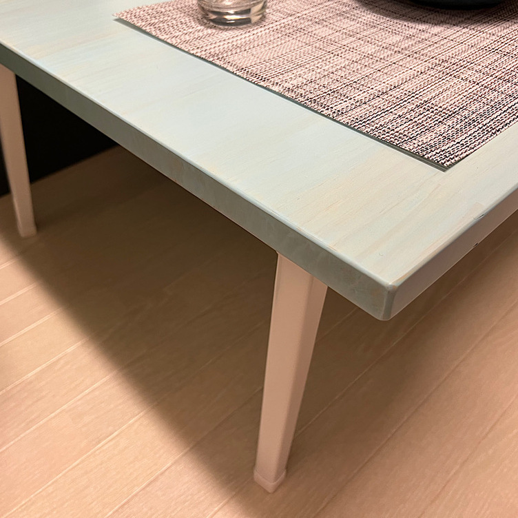 送料無料】 ローテーブル 120cm 70cm スカイブルー アンティーク