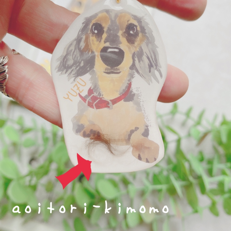 ペットの毛を入れた似顔絵キーホルダー原画セット | TanoMake
