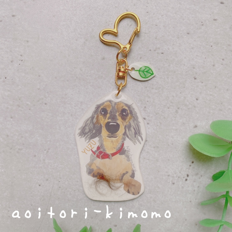 ペットの毛を入れた似顔絵キーホルダー原画セット | TanoMake