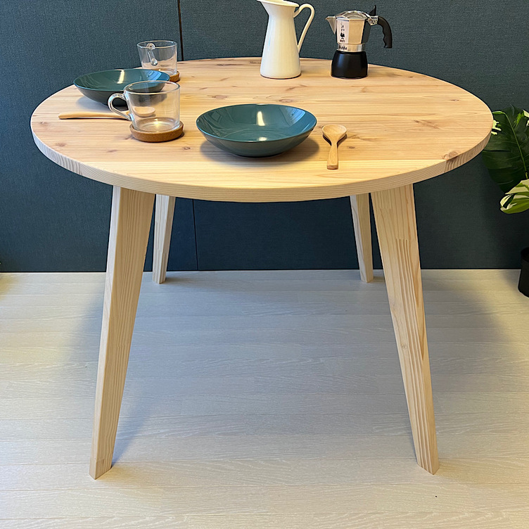 送料無料】 テーブル 丸形 90cm 杉 木製組立脚 | TanoMake(タノメイク 