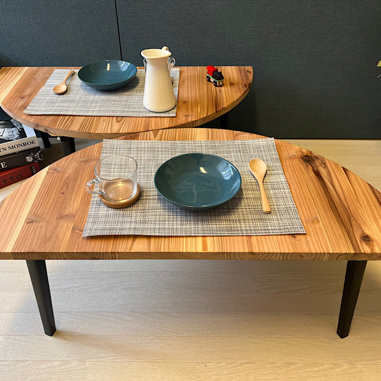 送料無料】 ローテーブル 丸形 90cm 2分割 杉 折りたたみ脚 送料無料】 ローテーブル 丸形 90cm 2分割 杉 折りたたみ脚