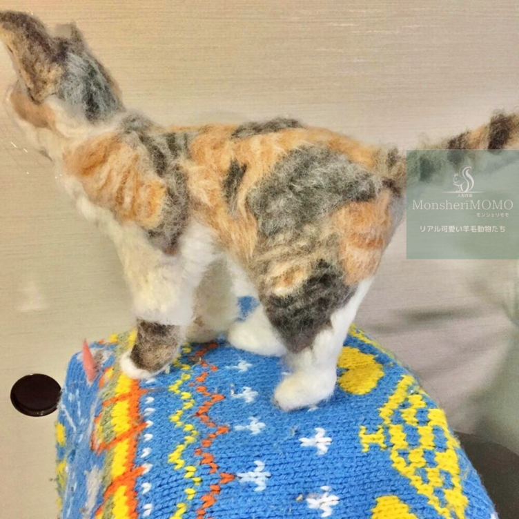 受注製作 犬と猫の羊毛フェルトひな祭り人形セット （ねこのき
