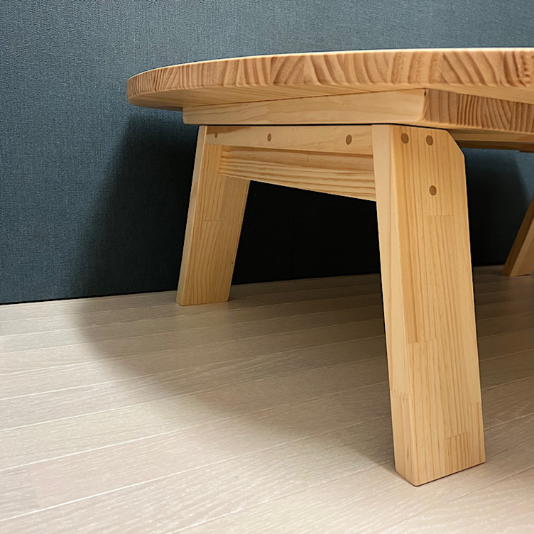 【送料無料】 ローテーブル 半月形 かまぼこ 120×90cm パイン 折畳脚