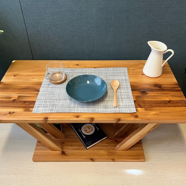 送料無料】 ローテーブル 長方形 格子脚 90cm 60cm 45cm 収納付き 杉