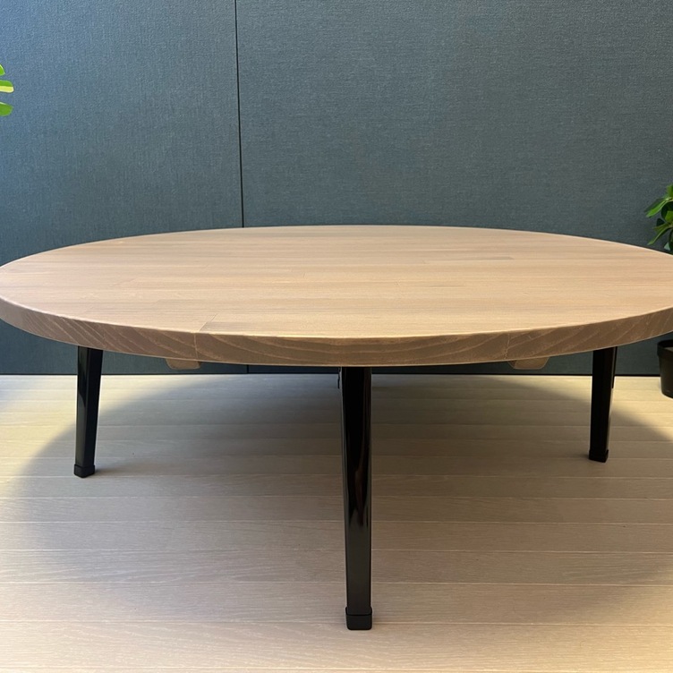 送料無料】 ローテーブル 丸形 90cm パイン こげ茶 折りたたみ脚