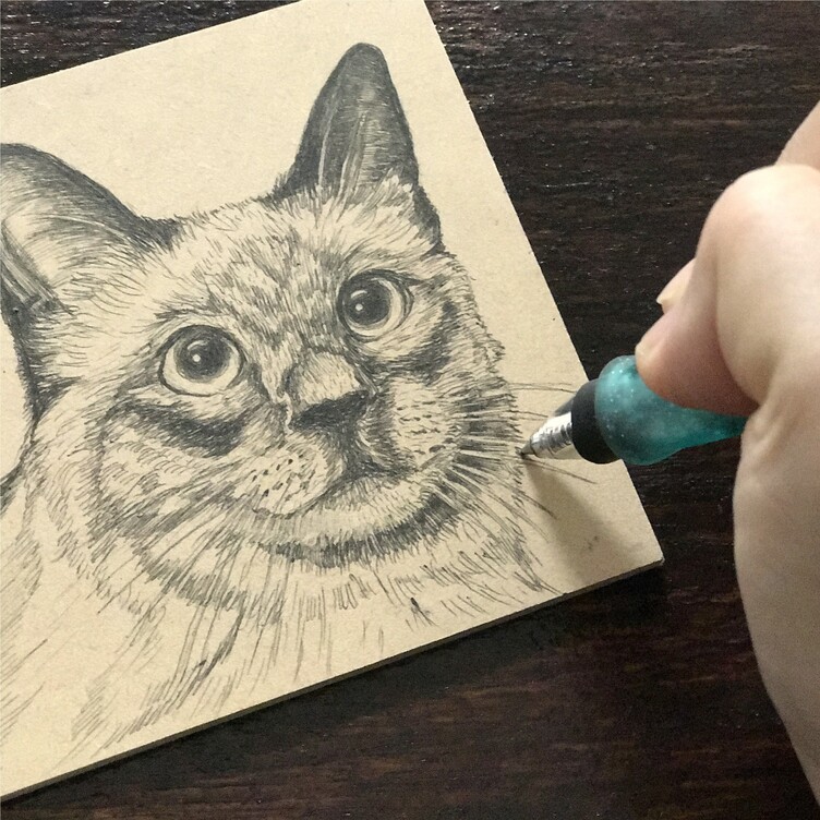 オーダーメイド【木アート画】ペットS（額を含む）～手描き＆立体＆木製アート♪ 似顔絵・ペット画で贈り物、お祝い、記念に♪