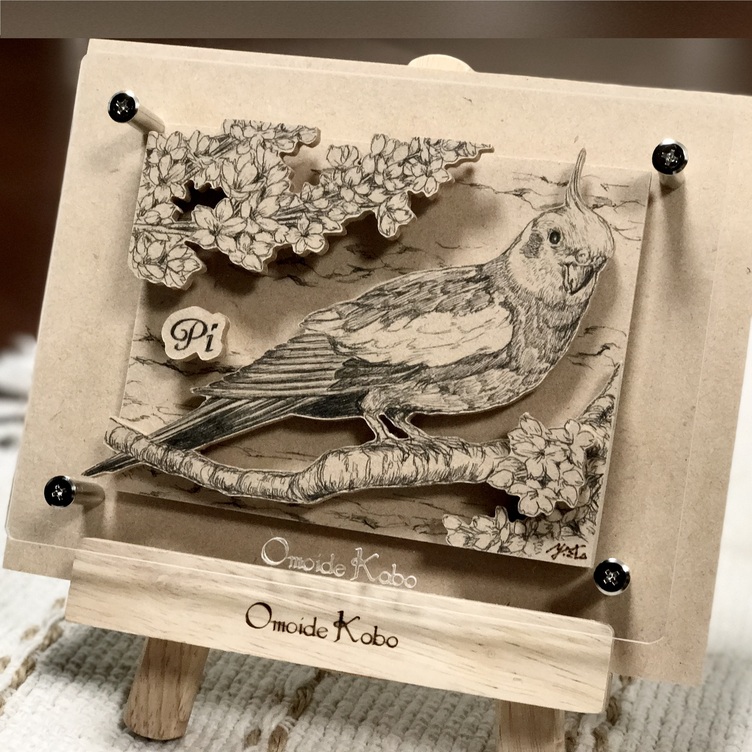 オーダーメイド【木アート画】ペットS（額を含む）～手描き＆立体＆木製アート♪ 似顔絵・ペット画で贈り物、お祝い、記念に♪